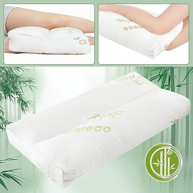 MINUPWELL Knee Pillow for Side Sleepers - 5" Height Between Leg & Under Knee Pillow for Back Sleepers - with 1160G 7D Fiber for Relieving Leg, Back, and Knee Pain - Rayon Derived from Bamboo