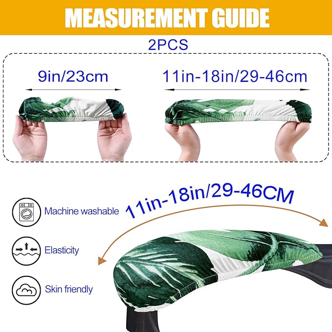 Smiry Stretch Printed Office Chair Armrest Covers, 2 Pcs Soft Fit Removable Washable Computer Desk Chair Arm Covers Protector, Green