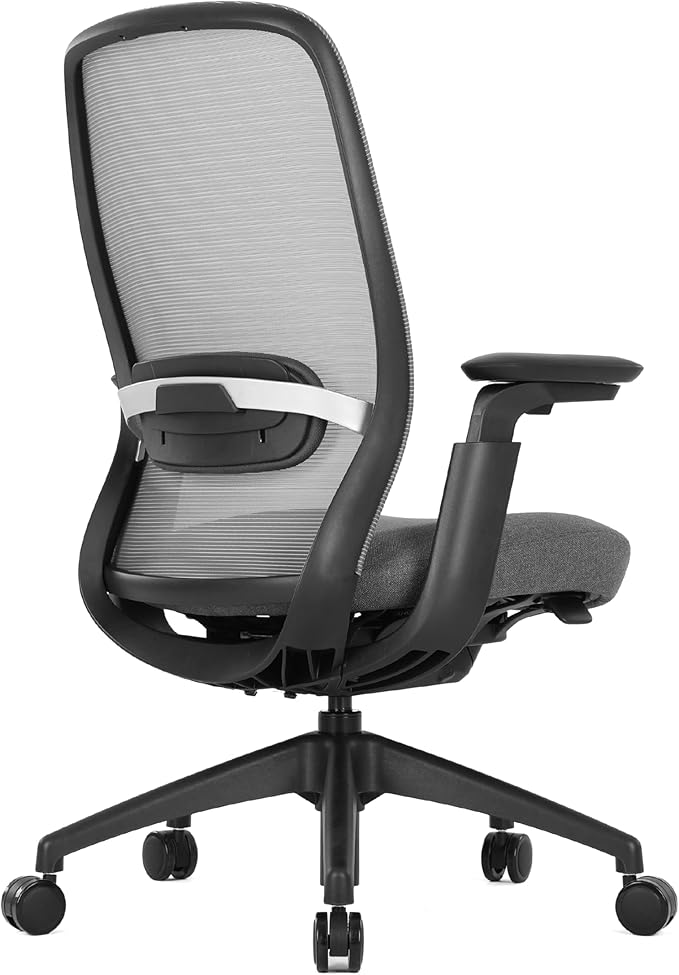 COLAMY Office Chair for Long Hours, Easy Wire-Control Desk Chair with Sliding Seat Depth & Thick Padded Lumbar Support, Heavy Duty 300 LBS High Back Mesh Computer Chair for Home Workstation,Grey