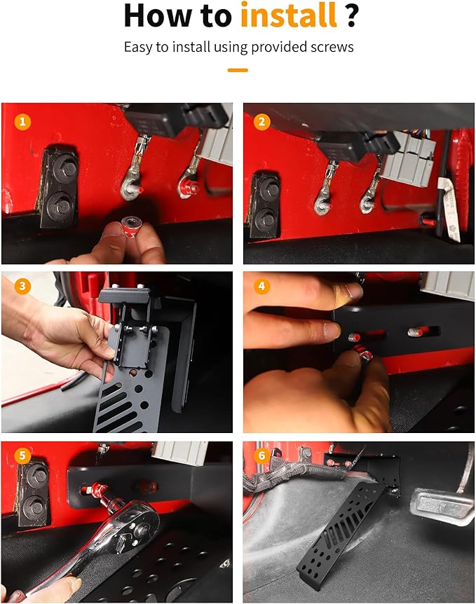 for JL Dead Pedal Left Side Foot Rest Kick Panel Compatible with Jeep Wrangler JK JKU 2007-2017(A Style)