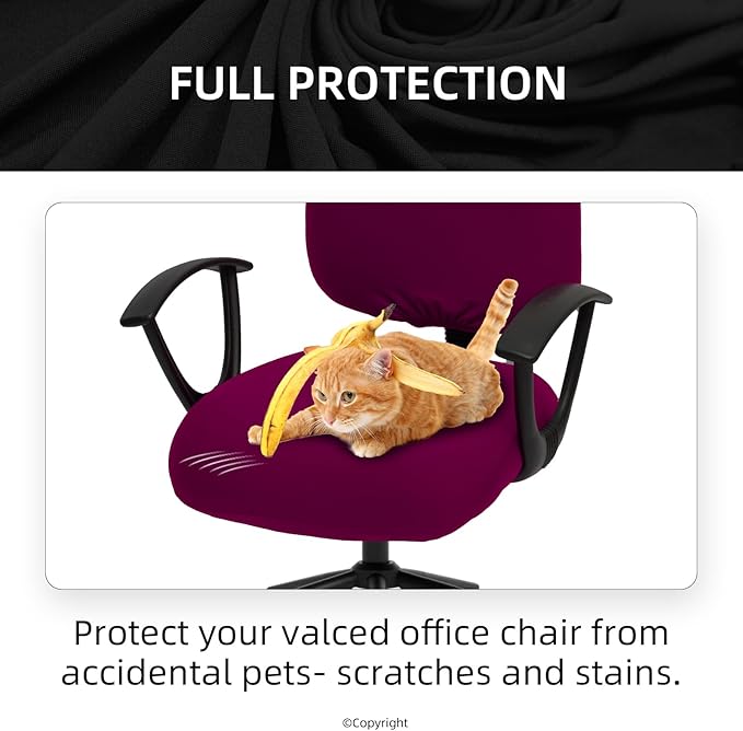 DIVA EN CAMINO DEC Stretchable Desk Office Chair Seat Covers - Universal Stretch Computer Chair Slipcover - Washable Rotating Backrest Coverings & Cushion Protectors for Dogs, Cats, Pets、