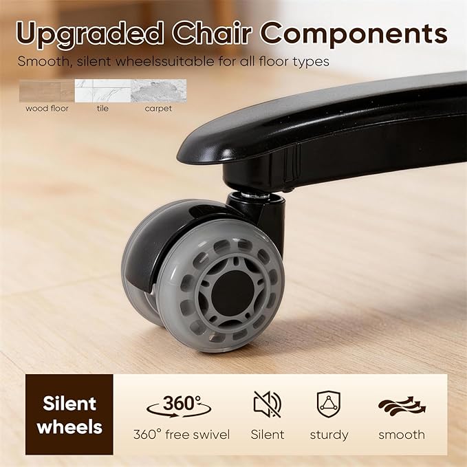 600 Lbs Big and Tall Office Chair, Plus Size Ergonomic Desk Chair with 6D Adjustable Flip Arms, Wide Comfortable Computer Chair with Adjustable Lumbar Support & Dual Rubber Wheels
