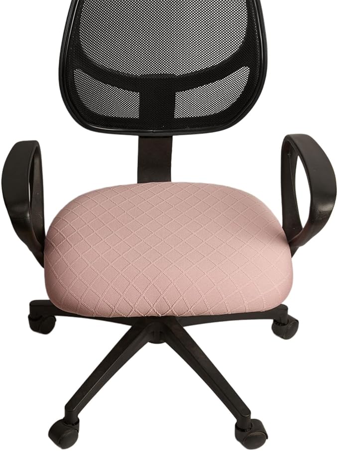 Melaluxe Stretch Jacquard Office Chair Cover, Removable Washable Desk Chair Cover Rotating Chair Seat Slipcover, Pink