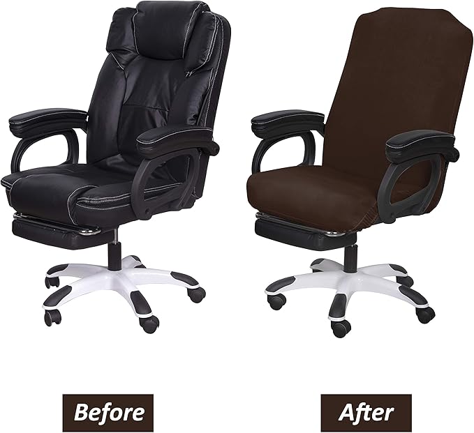 SARAFLORA Office Chair Covers- Medium, Brown- Removable Computer Chair Covers for Office Chair with Zipper for Universal Rotating Chair Desk Chair Cover Chair Seat Washable Protector for Pets