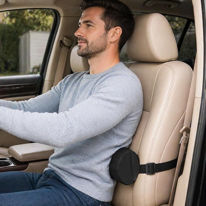Lumbar Roll Pillows, Lumbar Support Pillow for Office Chair & Car, 15 Inch Pain Relief & Posture Correction Back Support for Office Chair, Car, Bed, Adjustable Strap & Washable Cover