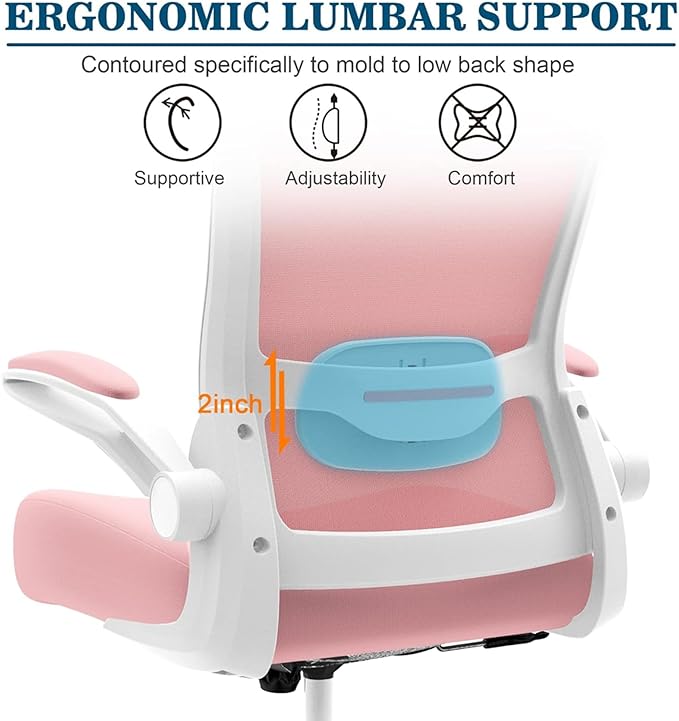 Mimoglad Office Chair, High Back Ergonomic Desk Chair with Adjustable Lumbar Support and Headrest, Swivel Task Chair with flip-up Armrests for Guitar Playing