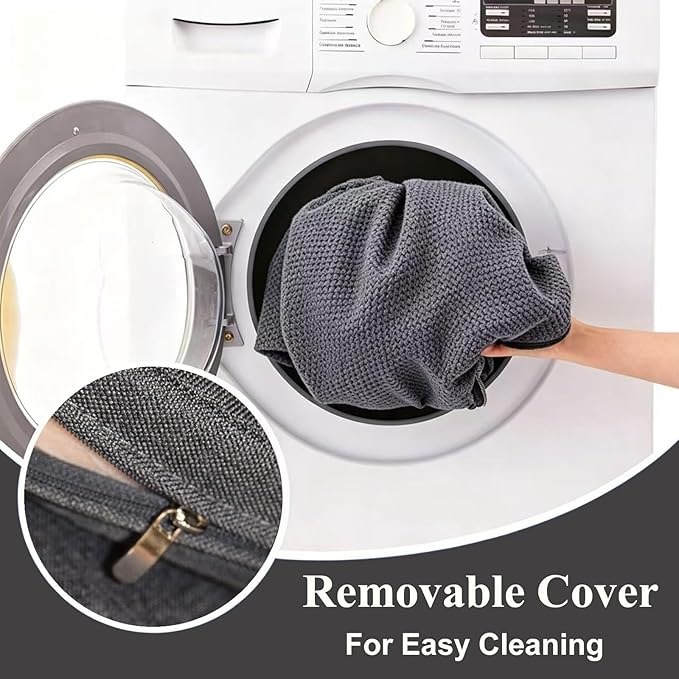 18x18 Inch Chair Pads for Dining Chairs Set of 2 with Ties Non Slip Washable Seat Cushion with Zipper Indoor Round Back Chair Cushions for Kitchen, Grey
