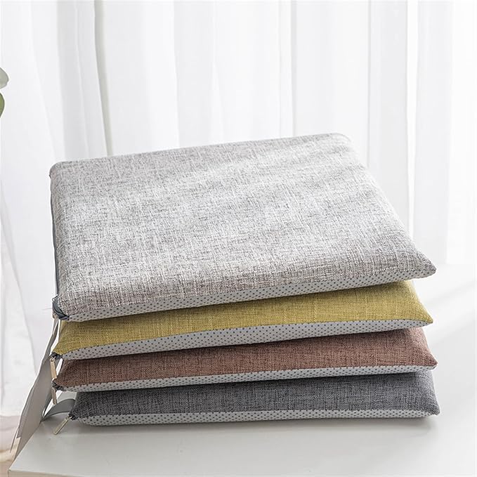 Lifup Chair Cushion Memory Foam Pads, Square Non-Slip Dining Chair Cushions with Ties for Home Office Restaurant Chair Patio Chairs Brown 18 x 18 Inch