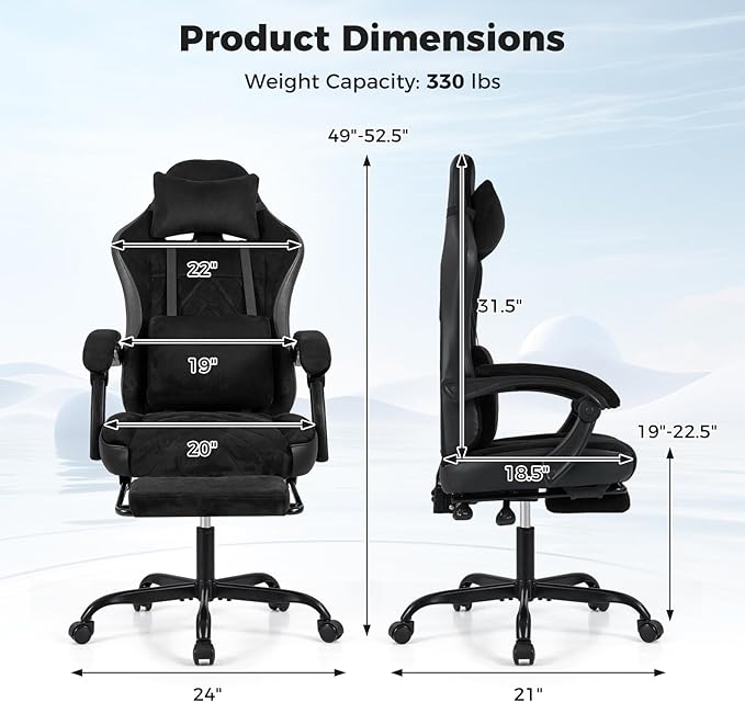 Goplus Gaming Chair, Ergonomic Office Chair with Foot Rest, Lumbar Support, Linkage Armrests, Detachable Headrest, 360°Swivel Computer Desk Chair w/Adjustable Backrest & Height, 330 lbs Capacity