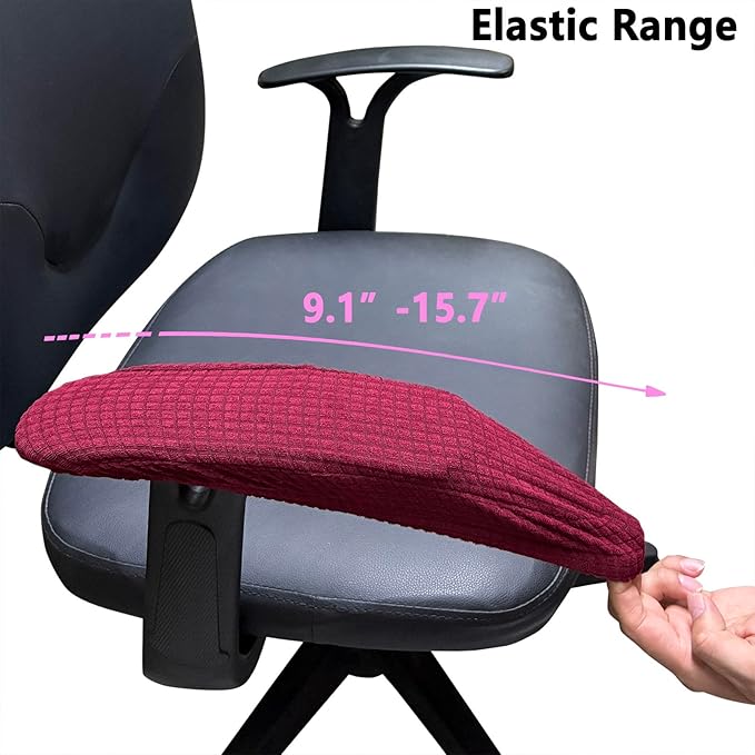 Melaluxe Stretch Office Chair Armrest Covers, Arm Rest Slipcovers (Wine Red)