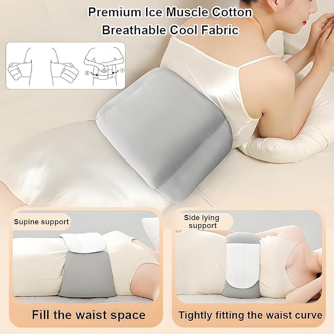 360°Lumbar Support Pillow for Sleeping, Adjustable Lumbar Support Cushion with Ergonomic Curve, Soft Silk Cotton Lumber Pillow, Wraparound Design for Bed, Office Chair & Car Seat