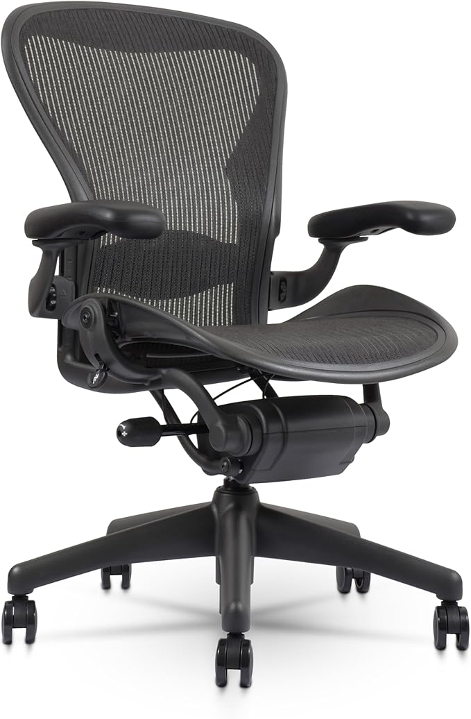 Certified Refurbished Aeron Chair Size B | Fully Adjustable Ergonomic Mesh Office Chair with Lumbar Support, Tilt Limiter, and Roller Index Arm Adjustments (NO HEADREST)
