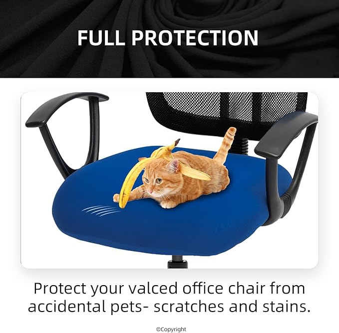 DIVA EN CAMINO DEC Stretchable Desk Office Chair Seat Cushion Covers - Universal Spandex Computer Chair Slipcover - Anti-Scratch Dogs, Cats, Pets Removable Washable Cushion Protectors (Royal Blue)