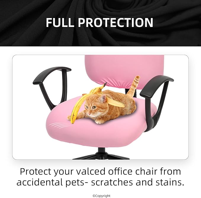 Super Stretchable Separate Office Chair Seat Covers - Universal Spandex Computer Chair Slipcover - 180GSM Washable Rotating Backrest Coverings & Cushion Protectors for Dogs, Cats, Pets