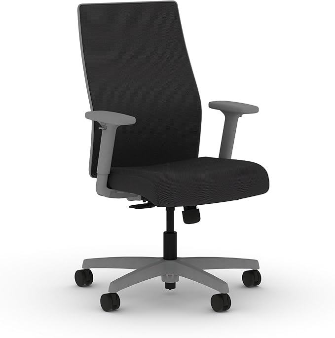 HON Ignition 2.0 Mid Back Task Chair, Spectrum Mesh, Standard Synchro-Tilt Control, Office Chair with Lumbar Support, Height and Width Adjustable Arms, Titanium Frame, Onyx