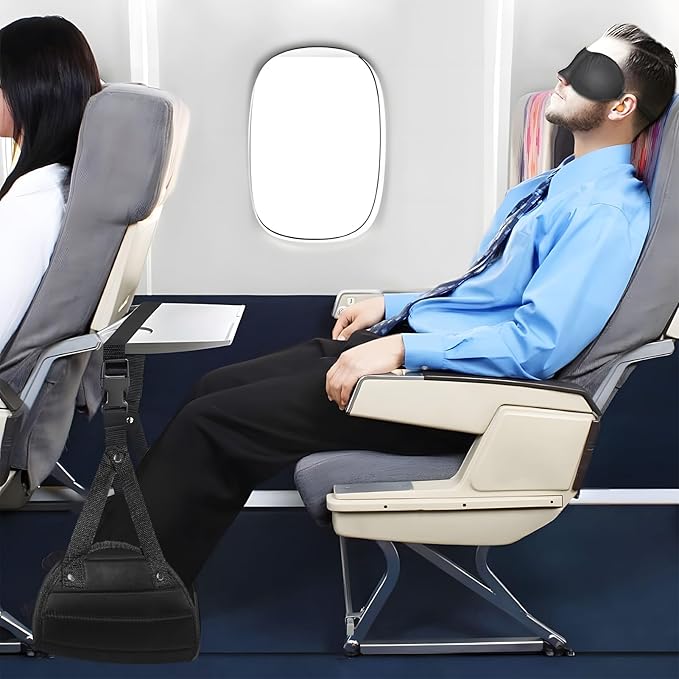 Airplane Foot Rest,Footrest for Airplane Travel,Adjustable Memory Foam Foot Sling for Air Travel,Portable Feet Hammock for Plane Travel,Office Leg Rest for Adults, Travel Essentials for Long Flight