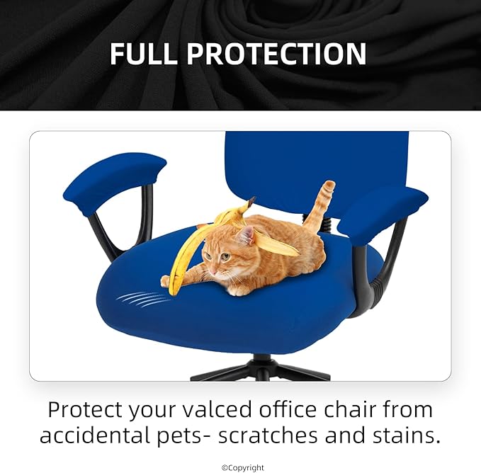 Stretchable Split Office Chair Seat Covers - Universal Stretch Computer Chair Slipcover - Washable Rotating Backrest Coverings & Cushion Protectors & Armrest Covers for Dogs, Cats, Pets