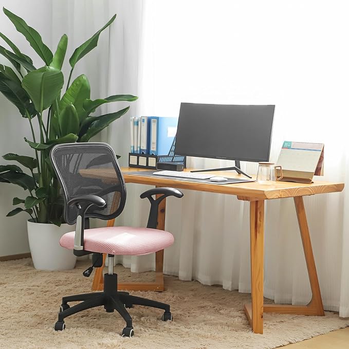 FORCHEER Waterproof Office Chair Seat Cover Pink 20x20 Jacquard Strech Computer Desk Chair Seat Cushion Slipcover Washable Removable