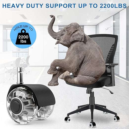 Office Chair Wheels Replacement-2 Inch Heavy Duty Caster Wheels,Quick & Quiet Rolling Chair Casters (Set of 5),Desk Chair Wheels Universal Fit,Safe for All Floor or Carpet