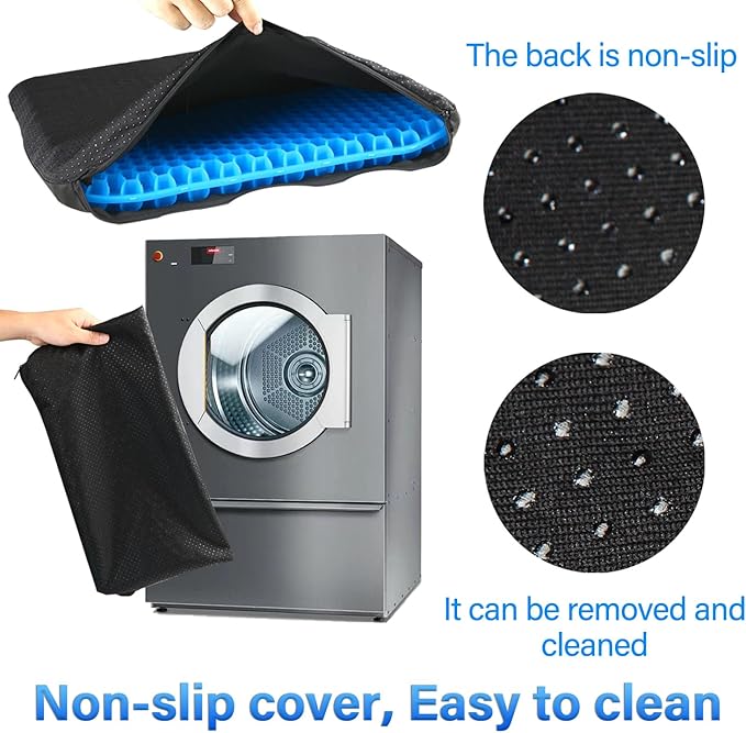 Shouken Large Gel Seat Cushion for Long Sitting with Non-Slip Cover - 18 x 17 Inches, Soft & Breathable, Gel Chair Cushion for Wheelchair, Car, Desk, Home, Hip Pain, Office Chair