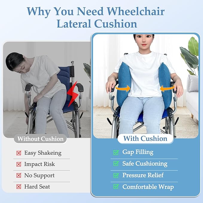 Lateral Support for Wheelchair Back Support Cushion for Pressure Relief Folding Pads Improving Better Posture Sitting Assist Wedge for Elderly Disabled Stroke Patients in Recliner Wheelchair