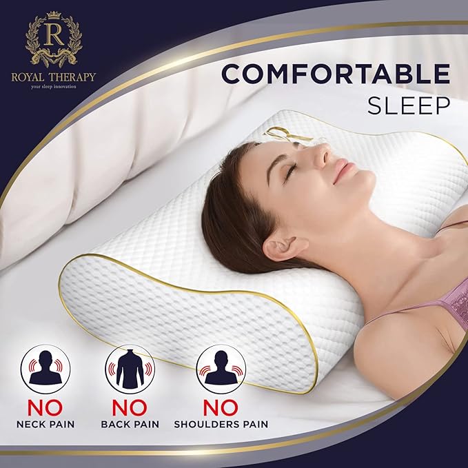 Royal Therapy Memory Foam Pillow, 9-Pack King Cervical Pillow for Neck, Contour, Pillow for Neck and Shoulder Pain, Side Sleeper Pillow for Shoulder, Side Sleeping