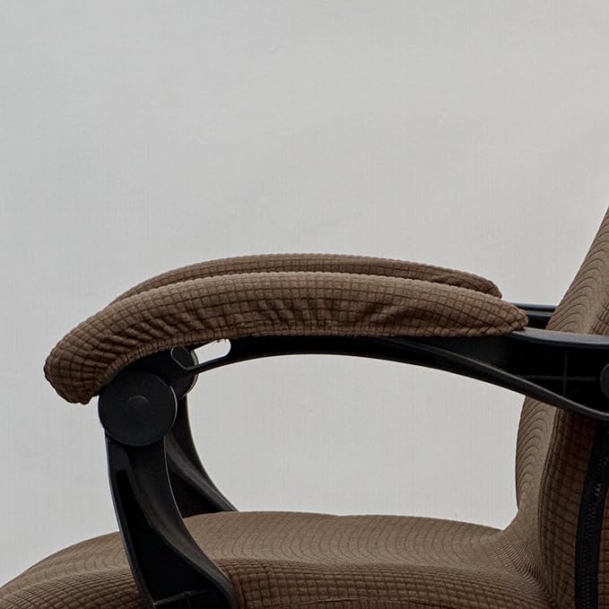 Melaluxe Stretch Office Chair Armrest Covers, Arm Rest Slipcovers (Light Coffee)