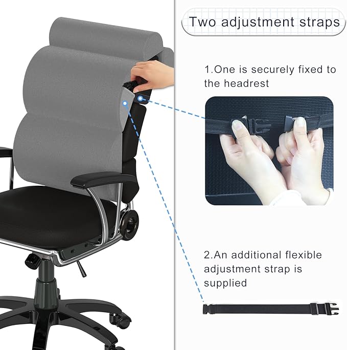 High Back Pillow with Neck Support for Office Chair,Lumbar Support Pillow for Tall Back Chair,Computer/Desk Chair,Patented 2+2 Semi-circular Soft Back Cushion for Back Pain Relief for Resting,Working