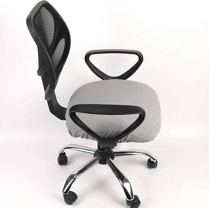 Melaluxe Stretch Jacquard Office Chair Cover, Removable Washable Desk Chair Cover Rotating Chair Seat Slipcover, Light Gray