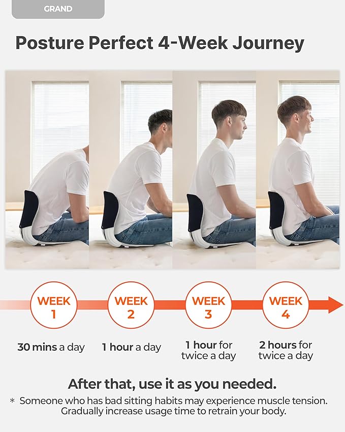 curble Grand(Extra Wide&Sturdy) Cover Set – Ergonomic Back Support Chair with Detachable Cover, Lumbar Support for Posture Correction & Lower Back Pain Relief, Perfect for Home & Office(Set Grey)