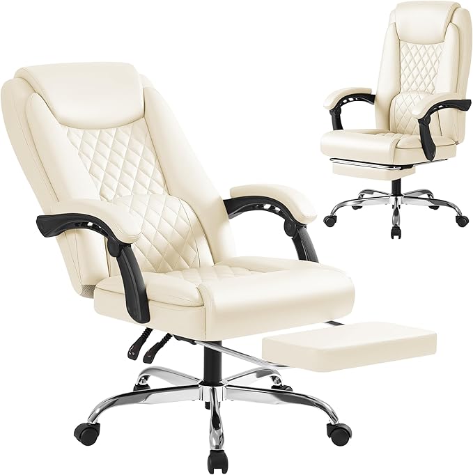 Homall Executive Home Office Chair with Lumbar Support,400lbs Adjustable Ergonomic High Back Office Chair Reclining Managerial Chair for Home Office (Beige)