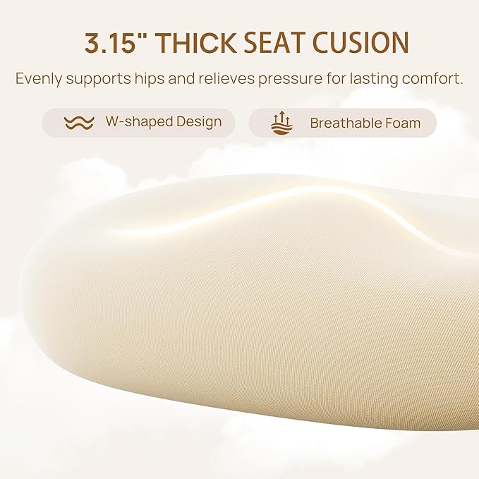 CabLady S1 Petite Ergonomic Home Desk Chair with Footrest and Headrest, High Back Fixed Lumbar Support with Detachable Pillow, Reclining Cute Office Chair for Women & Girls, 300 LBS Capacity