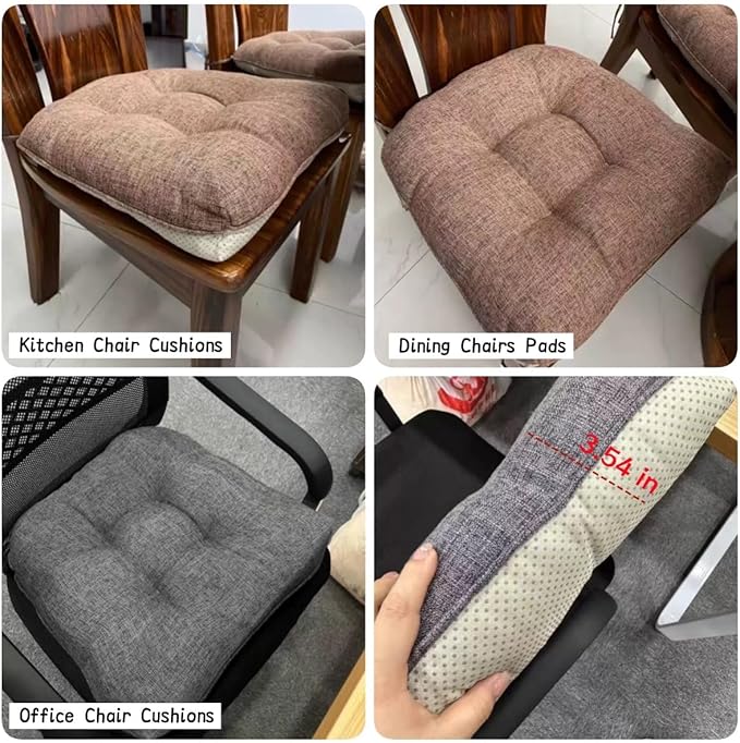 Chair Cushions for Dining Chairs, 18" X 17" U Shape Indoor Chair Pads with Ties for Dining Chairs Kitchen Office, Tatami Floor Pillow Patio Chairs Cushions - Pack of 2 (Coffee)