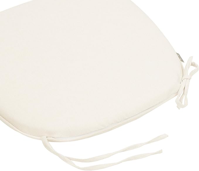Magpie Fabrics 17"x16"x2" U-Shape Chair Cushions with Ties 2 Count, Outdoor Indoor Waterproof All Weather Seat Pads Decoration for Patio Garden Dining Office - Cream Beige