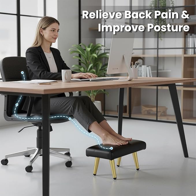 Waterproof Stool Foot Rest & Ottoman,1-3Pack,Ergonomic Non-Slip Foot Ring,Universal Replacement for Salon Barber Spa Chairs (Gloden, 2 PCS)