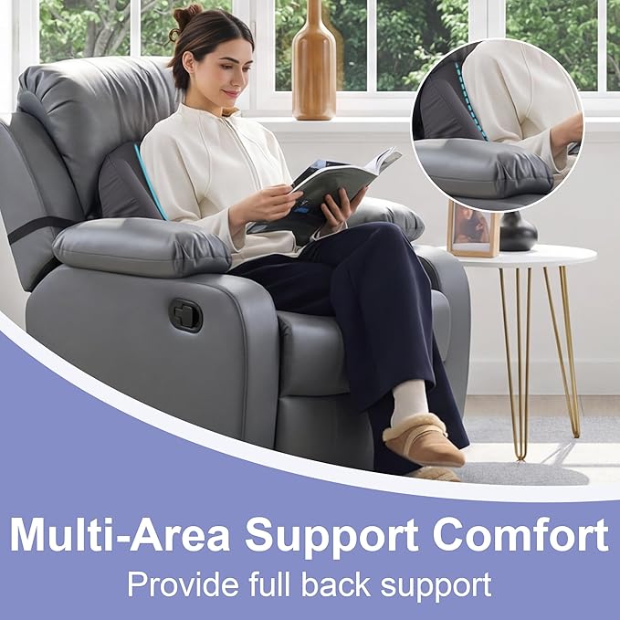 HOMBYS Ergonomic Lumbar Support Pillow for Recliner, Memory Foam Back Support for Recliner Chairs with Silky Cooling Cover, Washable & Orthopedic Design for Lower Back Pain Relief (Grey)