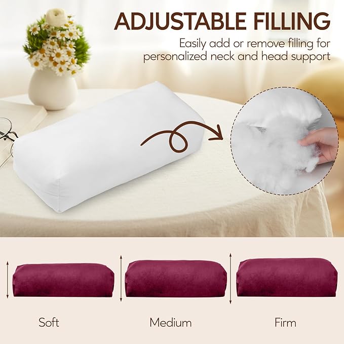 Neck Pillow for Recliner Chair, 14" Adjustable Recliner Pillow for Headrest, Soft Velvet Weighted Back Non-Slip Head Pillow for Recliner, Couch, Chair, Sofa