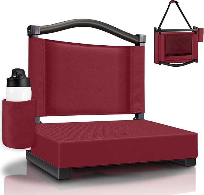 HABUTWAY Stadium Seats with Back Support and Thick Cushion Bleacher Seats with Backs and Cushion Wide, Stadium Chairs Include Shoulder Strap and Pocket, Perfect for Sports Events