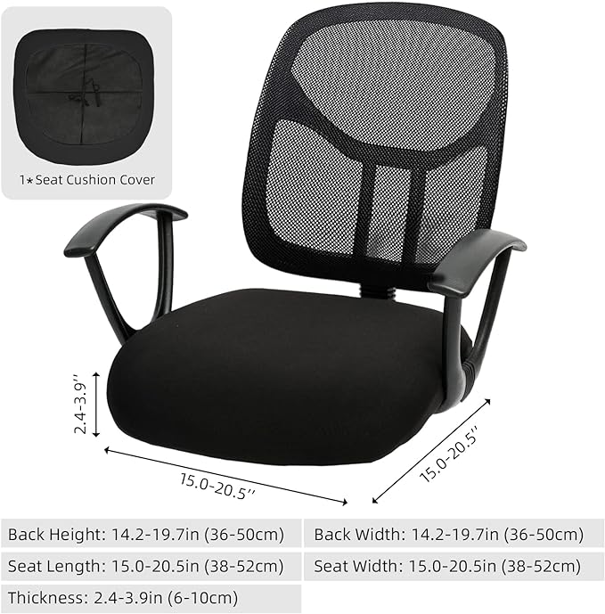 DIVA EN CAMINO DEC Stretchable Desk Office Chair Seat Cushion Covers - Universal Spandex Computer Chair Slipcover - Removable Washable Cushion Protectors for Dogs, Cats, Pets