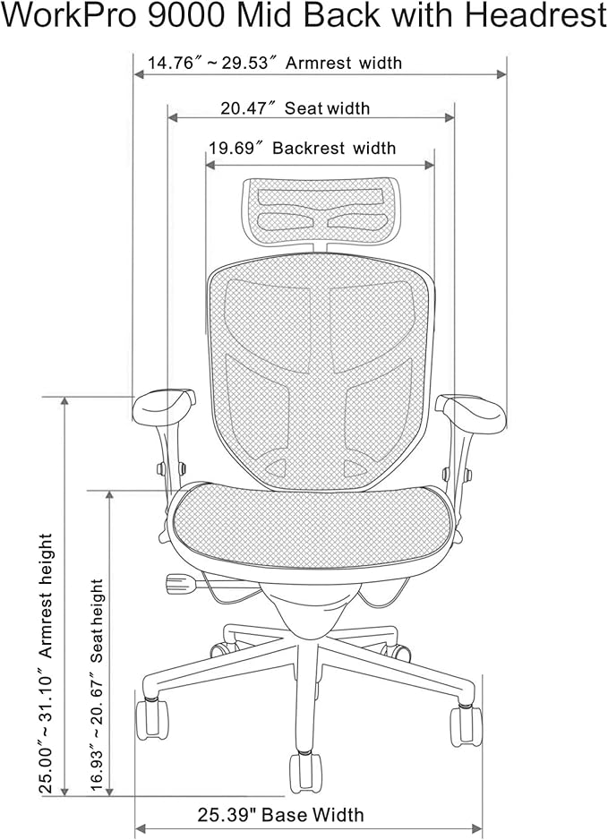 WorkPro® Quantum 9000 Series Ergonomic Mesh High-Back Executive Office Chair, Black, BIFMA Compliant