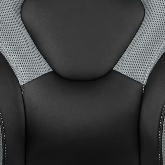Flash Furniture X10 High-Back LeatherSoft Racing Style Gaming Chair with Flip-Up Arms, Ergonomic Padded Swivel Computer Chair, Gray/Black