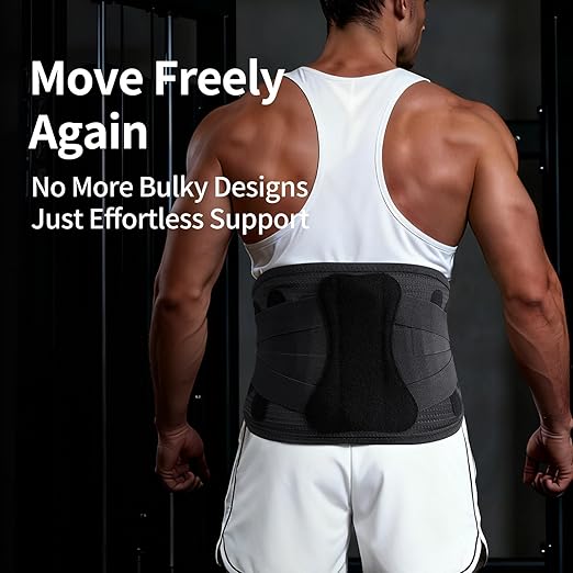 Lower Back Brace for Women Men, Adjustable Lumbar Support with 3D Pad, Breathable Ergonomic Support Belt with Metal Stays for Work, Lifting, Drive, Black,Size S,Waist 27"-31"