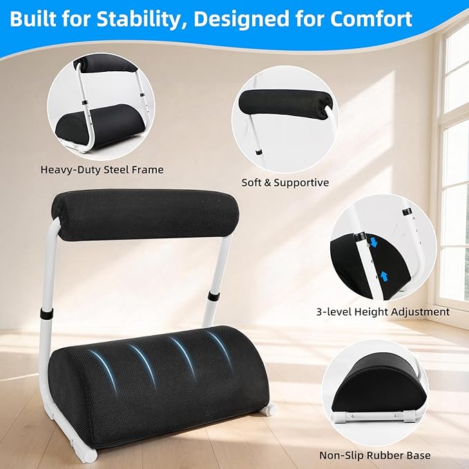 Adjustable Foot Rest Under Desk Footrest Wide Leg Rest 3 Height Positions with Detachable Foam Cushion for Desk Office Gaming Chairs