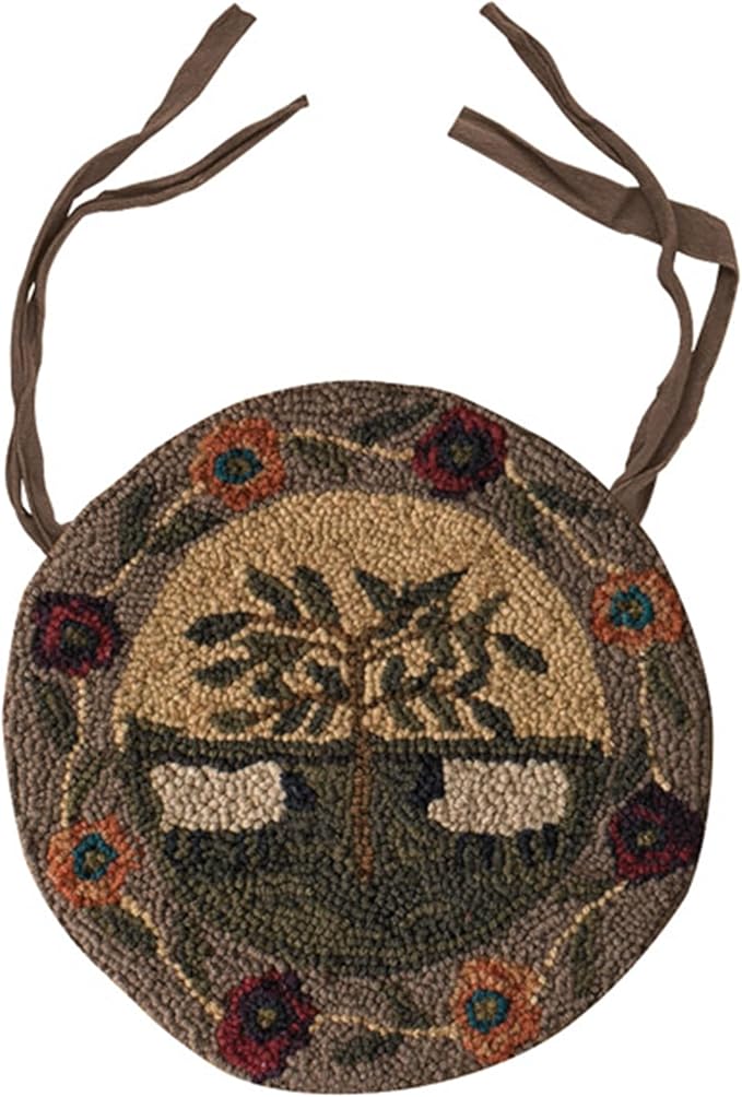 Park Designs Willow & Sheep Hooked Chair Pad