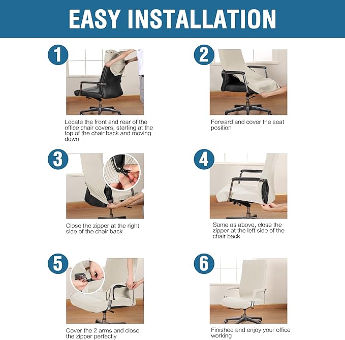 H.VERSAILTEX Computer Office Chair Covers - Protective & Stretchable Universal Stretch Rotating Chair Cover Slipcover,Island Fossi