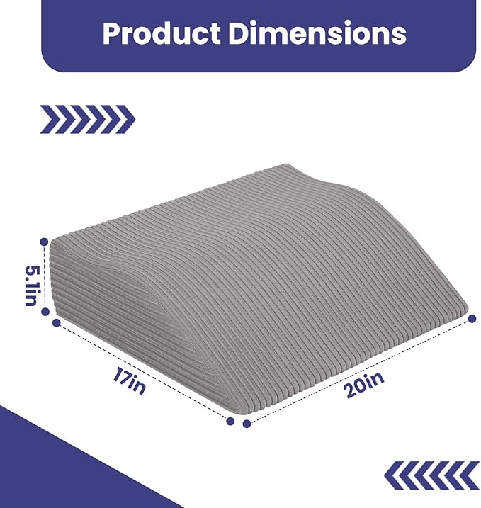 idee-home Recliner Leg Rest Cushion, Recliner Footrest Extender Pillow with Removable Corduroy Cover, Multi Purpose Ergonomic Foot Pillow Back & Lumbar Support Cushion for Bed Sofa Couch, Grey