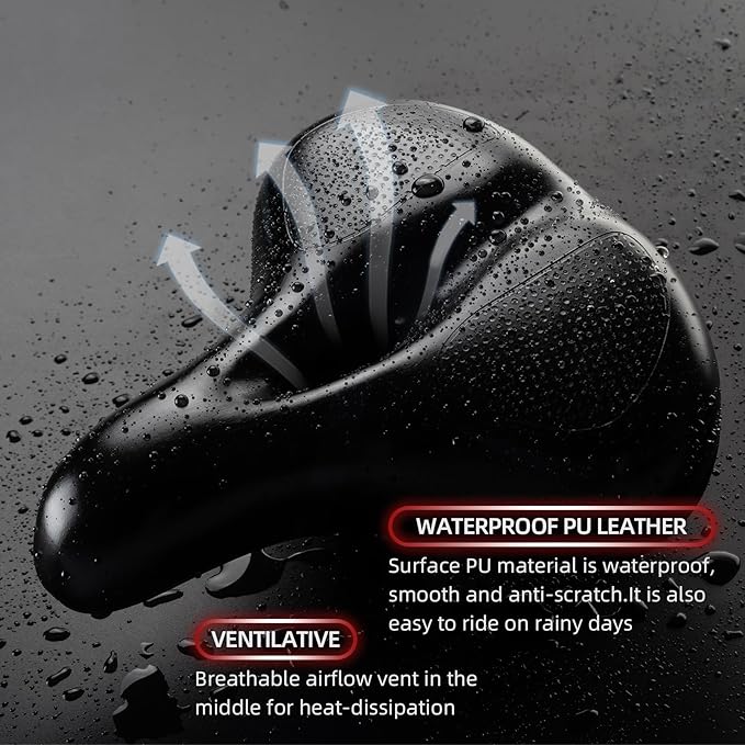 ROCKBROS Bike Seat Cushion for Men Women with Dual Shock Absorbing Ball Memory Foam - Ergonomic Bike Saddle, Handle for Easy Transport Soft Wide Waterproof Exercise Bicycle Seat for Peloton, Road Bike