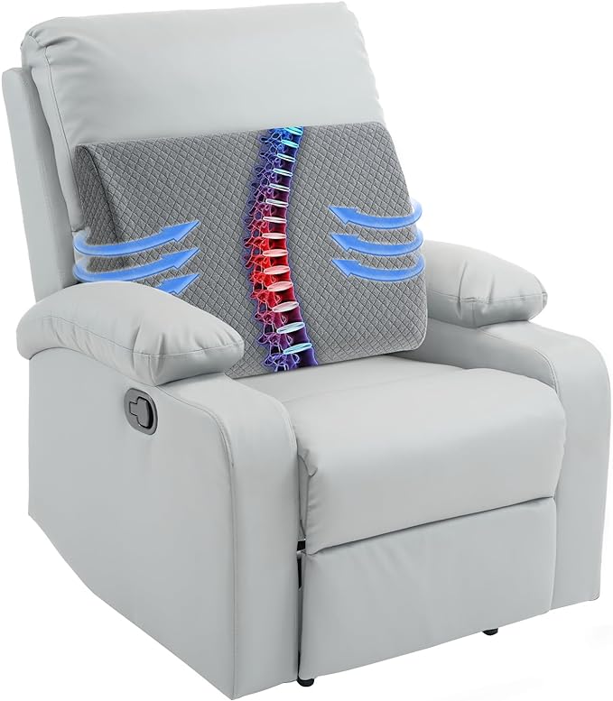 HOMBYS Lumbar Support Pillow for Recliner Chair, Memory Foam Back Support Cushion for Elderly,Extra Large Lumbar Support Pillow,Thick Backrest for Home Reading (Grey, 20“x13.5"x5")