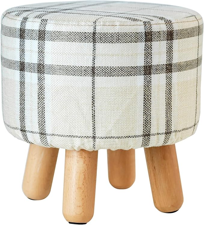 H&B Luxuries Fabric Round Padded Ottoman Foot Rest Stool