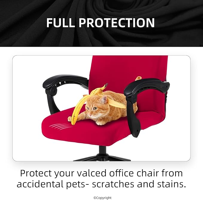 Elastic Computer Chair Cover with Durable Zipper - Protective Removable Washable Universal Office Desk Chair Seat Slip Cover - Stretchy Soft Anti-dust Desk Chair Seat Protector for Dogs, Cats, Pets